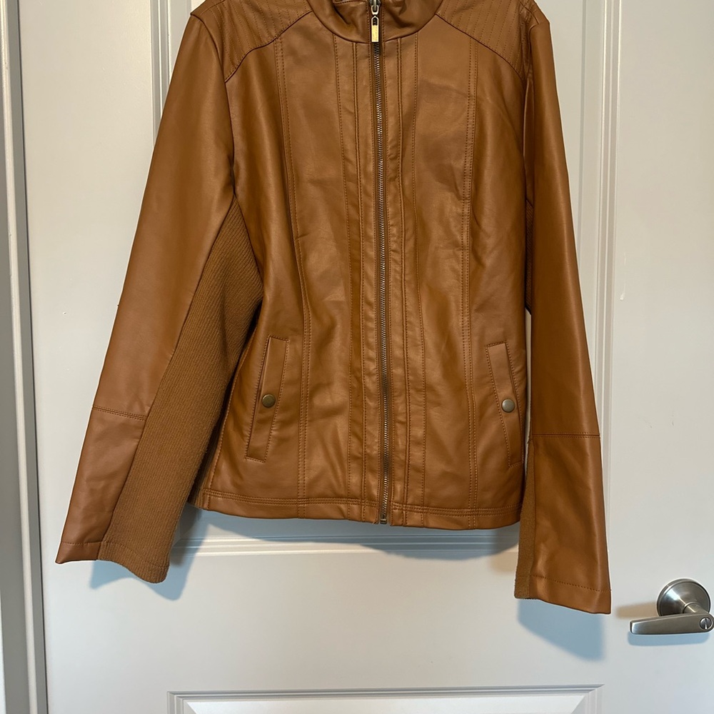Philosophy Women's Brown and Tan faux leather Jacket